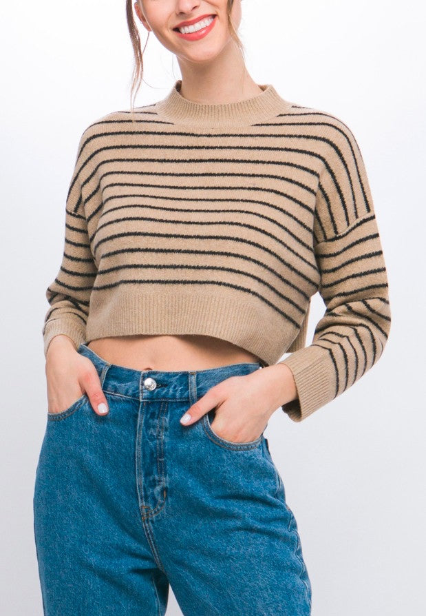 Miranda Striped Top (KHAKI)