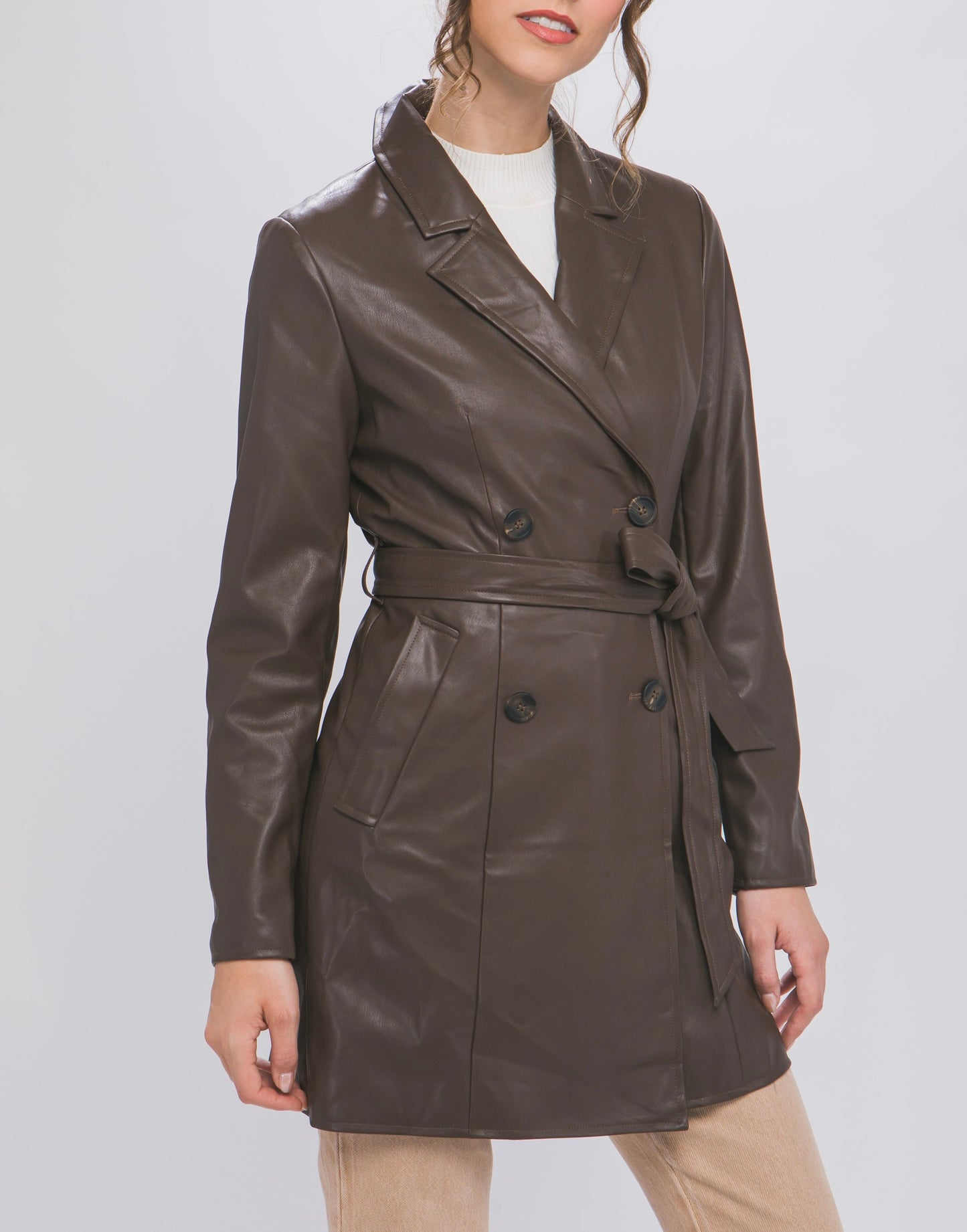 Mia Faux Leather Jacket (CHOCOLATE BROWN)