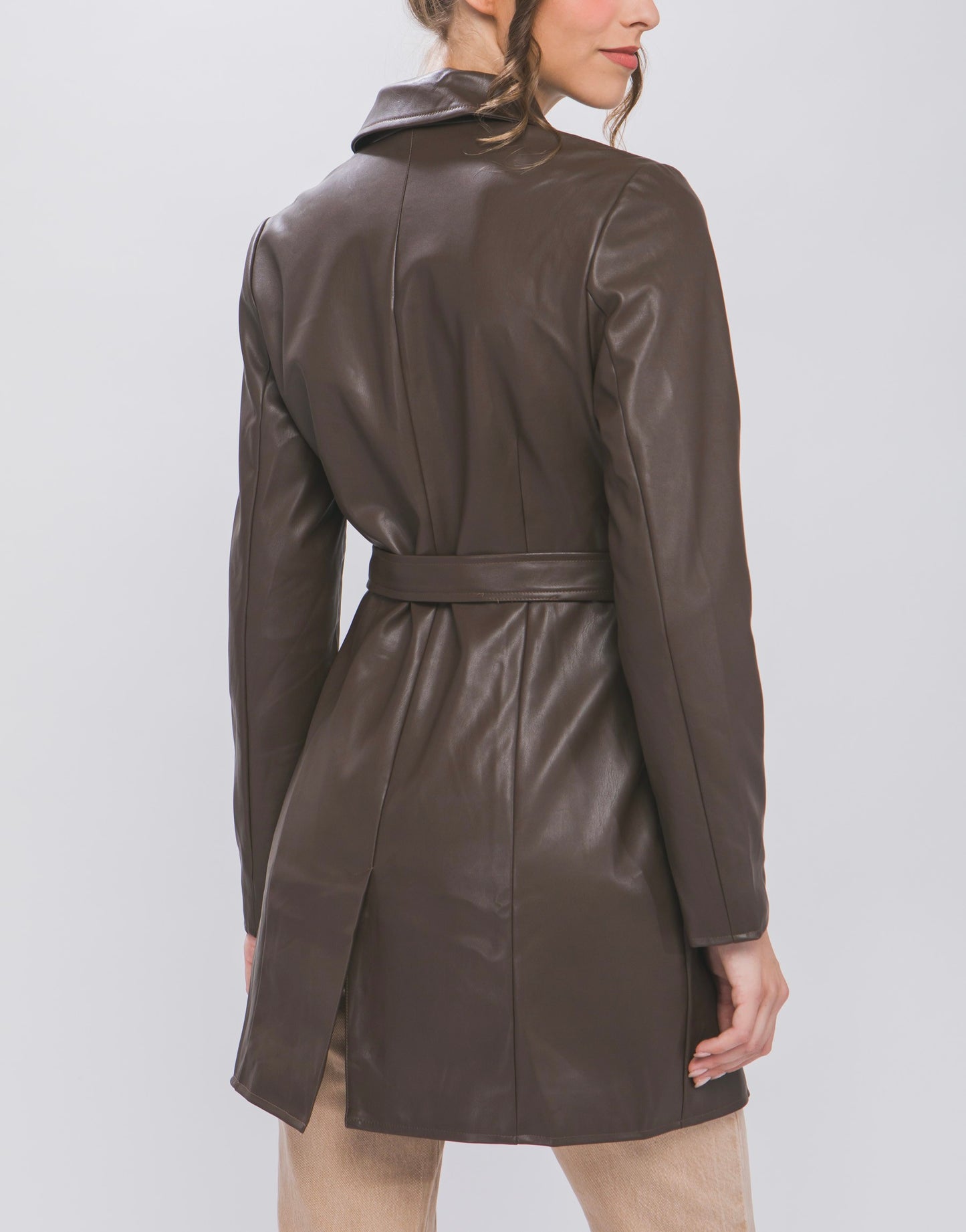 Mia Faux Leather Jacket (CHOCOLATE BROWN)