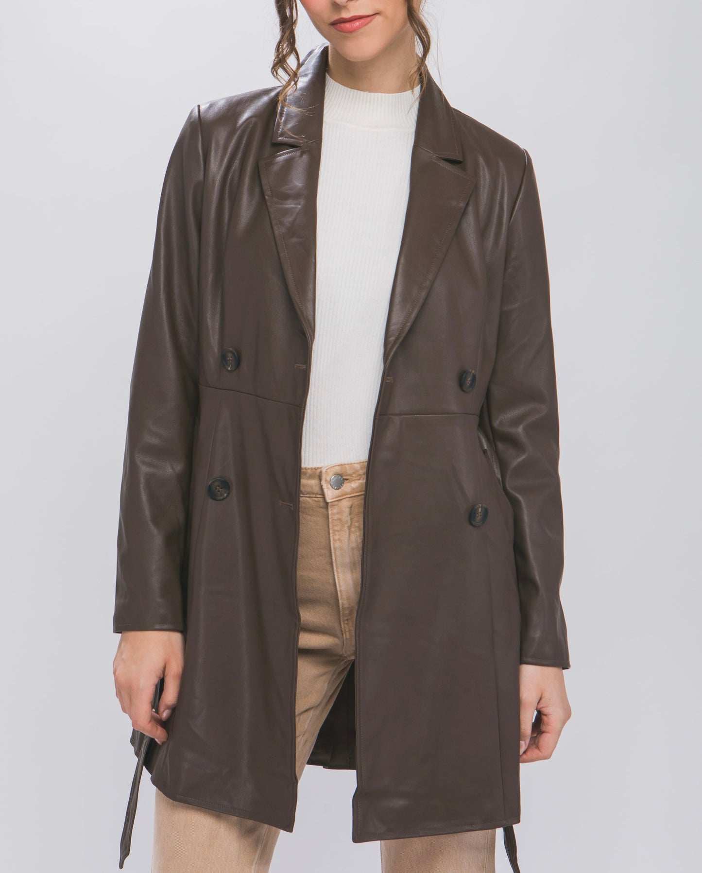 Mia Faux Leather Jacket (CHOCOLATE BROWN)