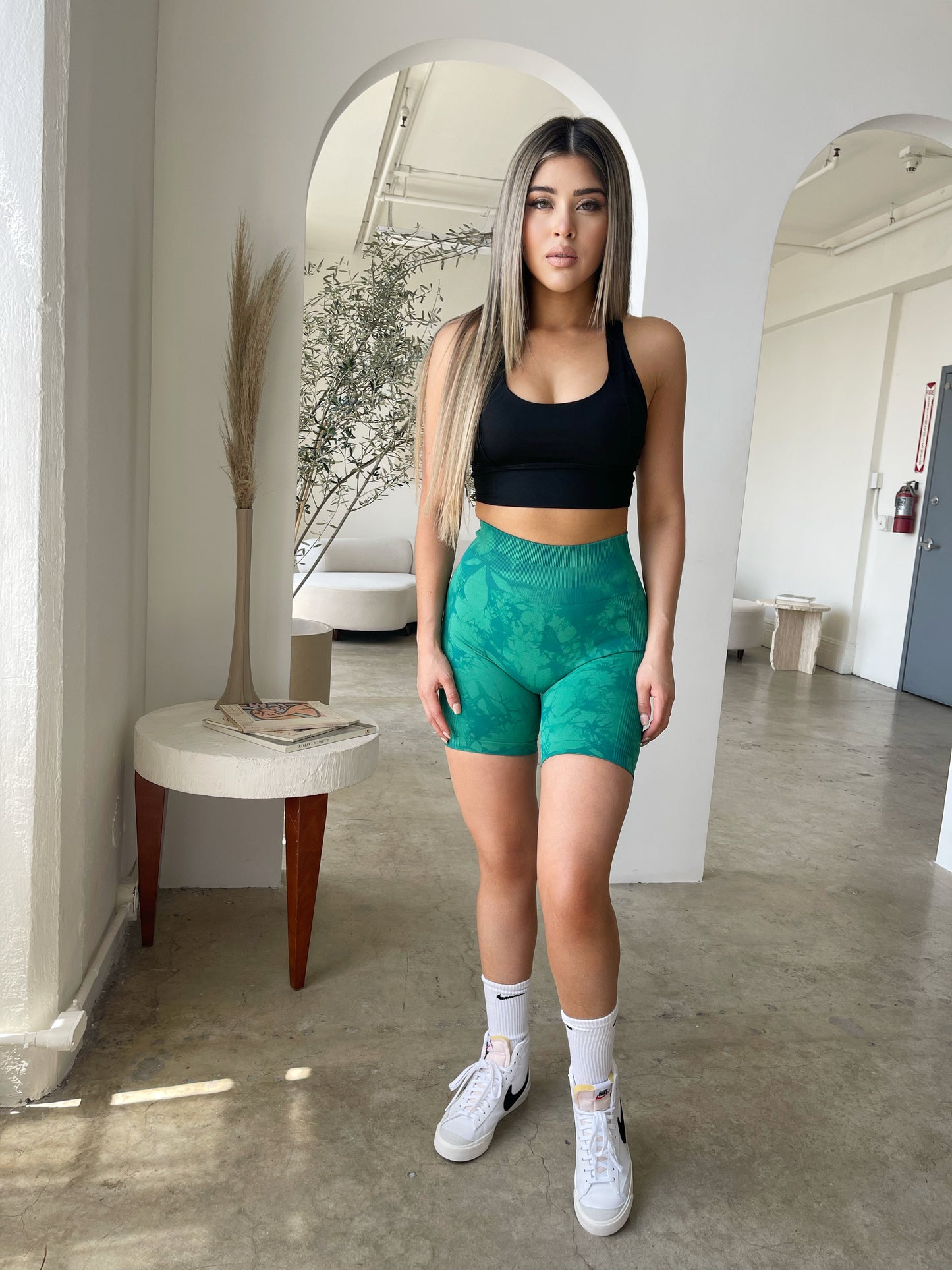 Marble Scrunch Shorts (BRIGHT GREEN)