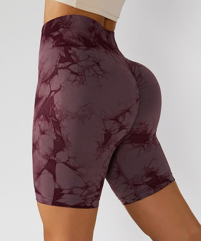 Marble Scrunch Shorts (BURGUNDY)
