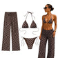 3 Piece Polka Dot Bikini & Sheer Pants Set