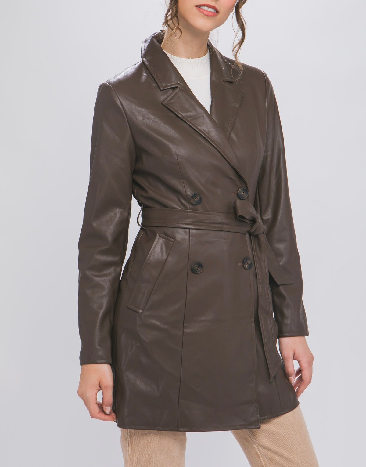 Mia Faux Leather Jacket (CHOCOLATE BROWN)