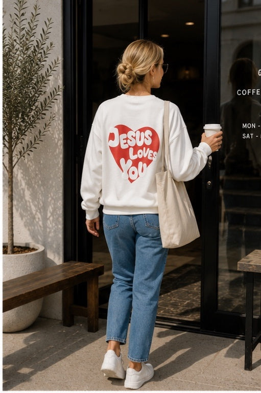 Jesus Loves You Crewneck (White)