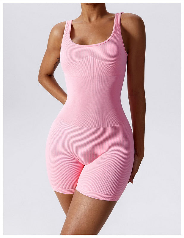 Girl Power Ribbed Romper (PINK)