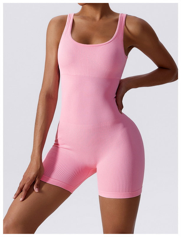 Girl Power Ribbed Romper (PINK)