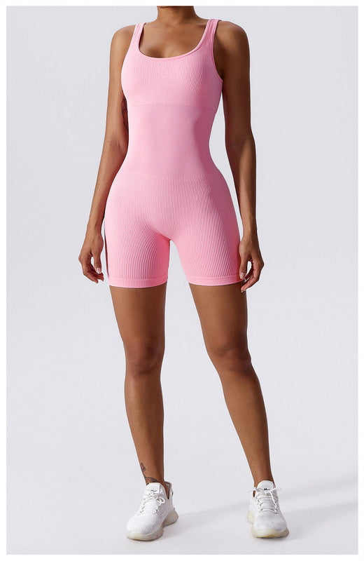 Girl Power Ribbed Romper (PINK)