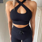 On Track Ribbed Halter Top (BLACK)