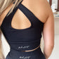 On Track Ribbed Halter Top (BLACK)