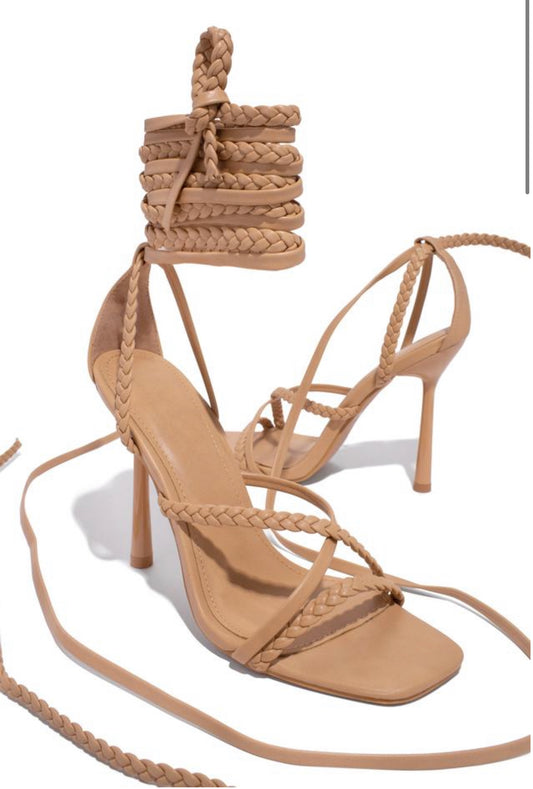 Sunset Lace Up Heels (NUDE)