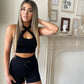 On Track Ribbed Halter Top (BLACK)